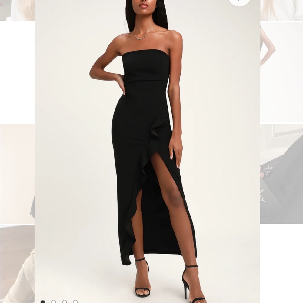 NWT never worn Lulu’s black strapless midi/maxi dress